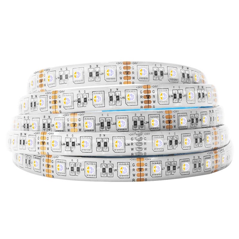 BTF-LIGHTING 5050 RGBW RGB+Warm White(2700K-3000K) 4 Colors in 1 LED Tape Light DC24V 5m 16.4ft 60LED/m Multi-Colored IP65 White 12mm PCB for Bedroom Kitchen Home Decoration(No Adapter or Controller) - Image 1